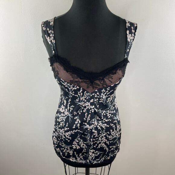 Anthropologie HARKHAM Black Pink Floral Silk Lace Top Blouse Size XS - Picture 2 of 11